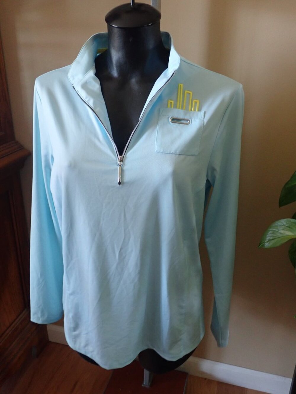 Jamie Sadock Shirt Women's L Long Sleeve 1/4 Zip Pullover Baby Blue